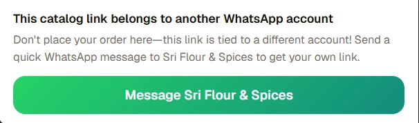 What someone sees if they try to send an order from a catalog link that isn't theirs