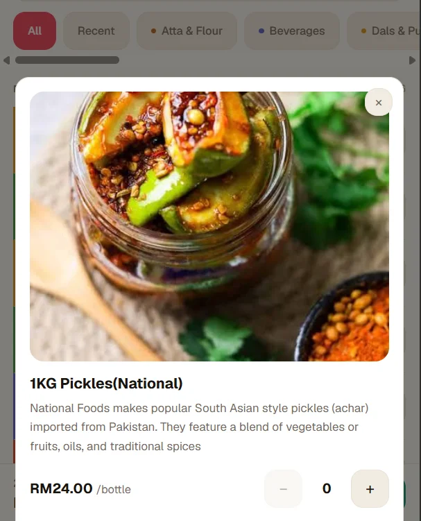 A product's larger photo and description